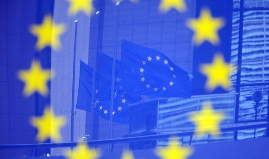 # Флаги ЕС в Европейском квартале в Брюсселе