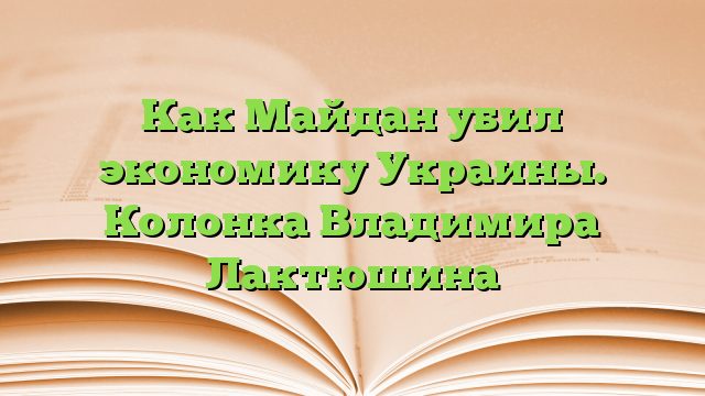 Как Майдан убил экономику Украины. Колонка Владимира Лактюшина