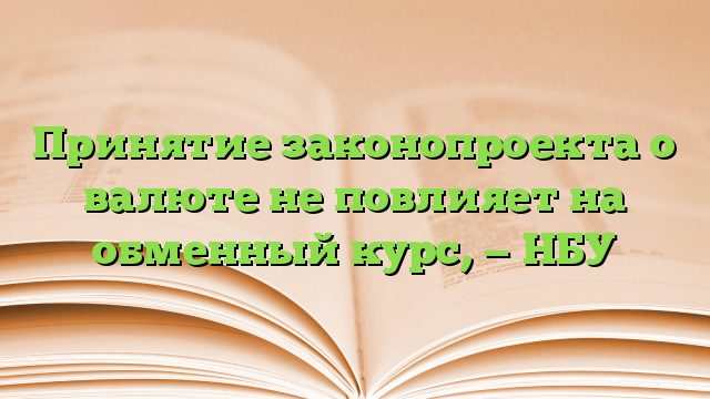 Принятие законопроекта о валюте не повлияет на обменный курс, — НБУ