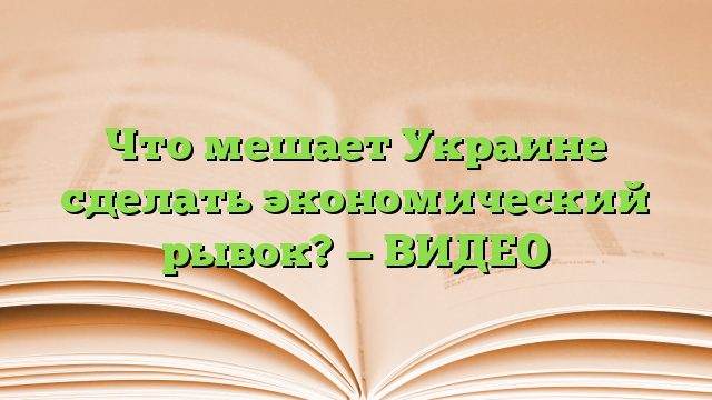 Что мешает Украине сделать экономический рывок? — ВИДЕО