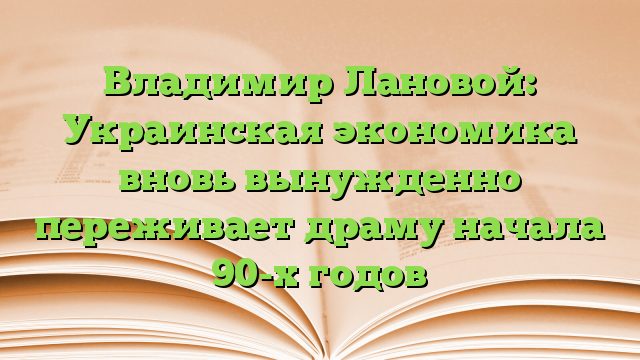 Владимир Лановой: Украинская экономика вновь вынужденно переживает драму начала 90-х годов