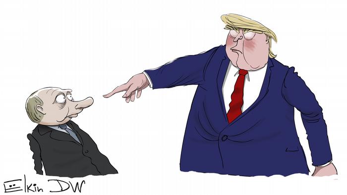 Карикатура Сергея Елкина о том, в чем Трамп заподозрил Путина